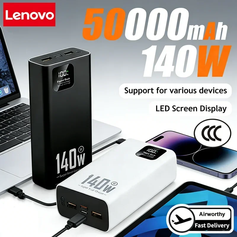 Solar Emergency Charger - Batterie externe Lenovo 140W 500000mAh ultra-capacité,