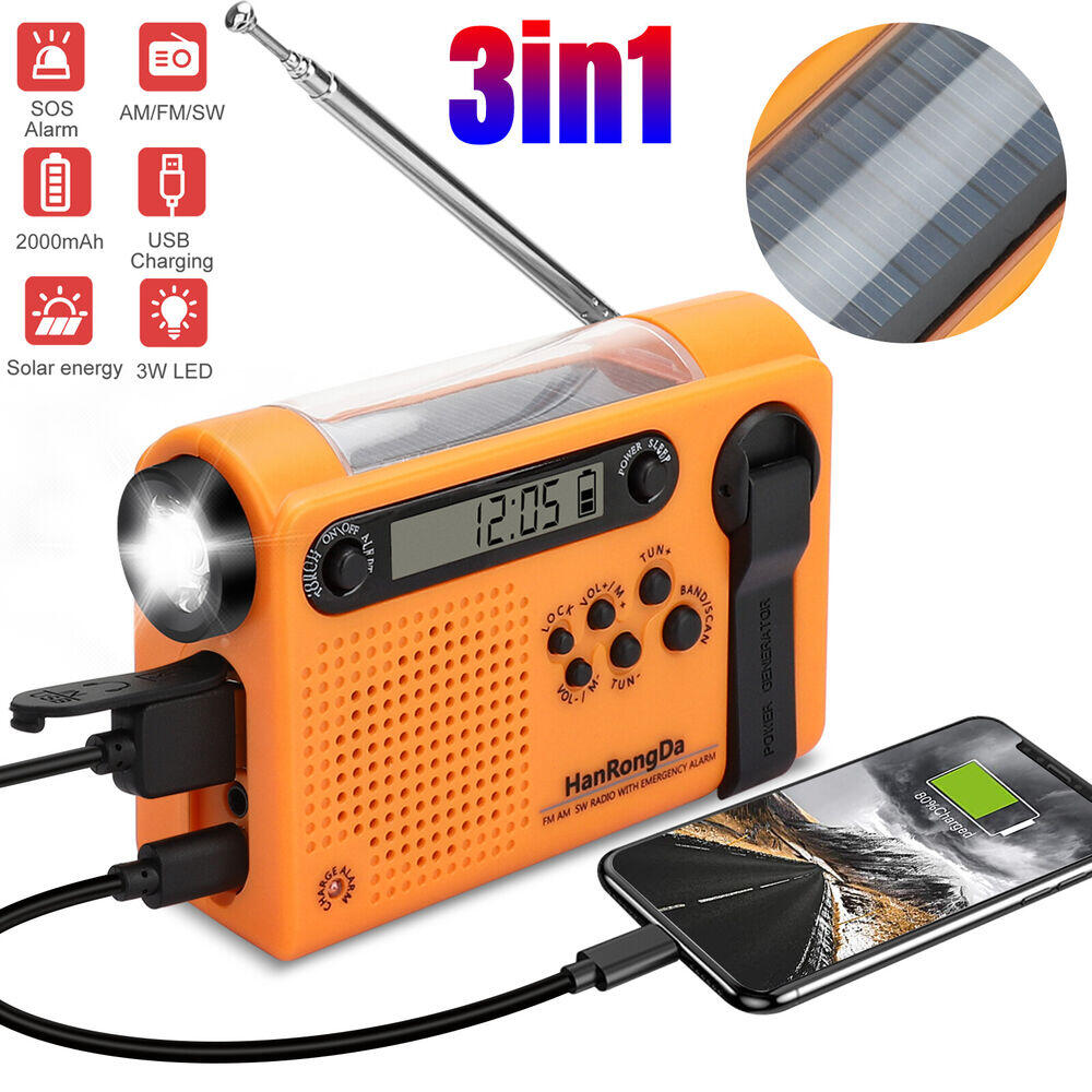 Solar Emergency Charger - Radio d'urgence météo AM/FM/SW, Radio solaire