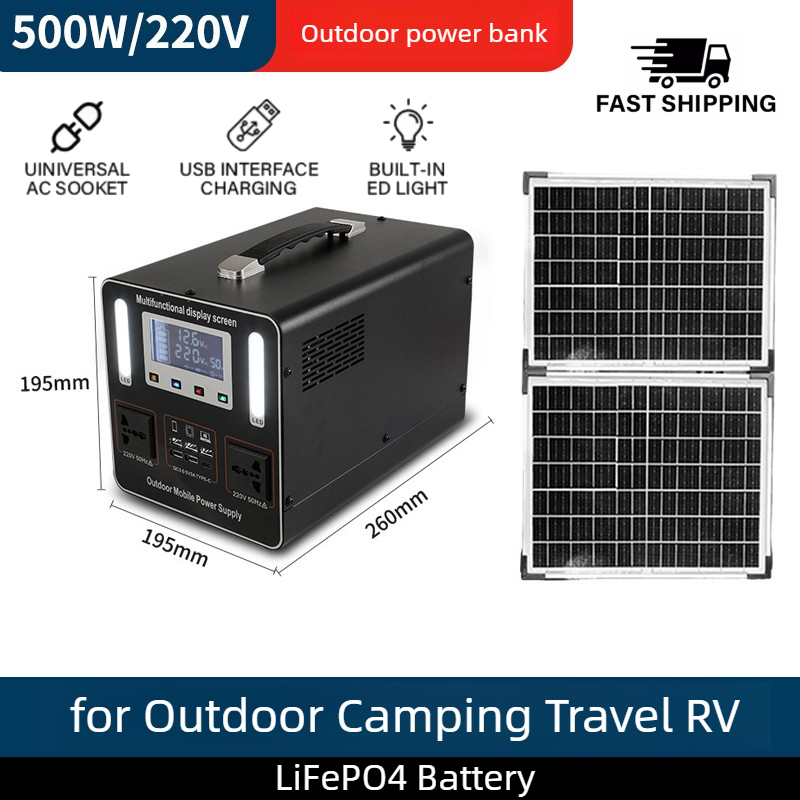 Solar Emergency Charger - Station d'alimentation portable 500Wh 500W 220V,