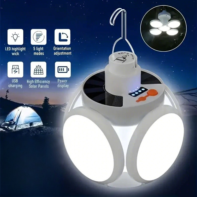 Solar Emergency Charger - Lumière de charge solaire avec crochets,